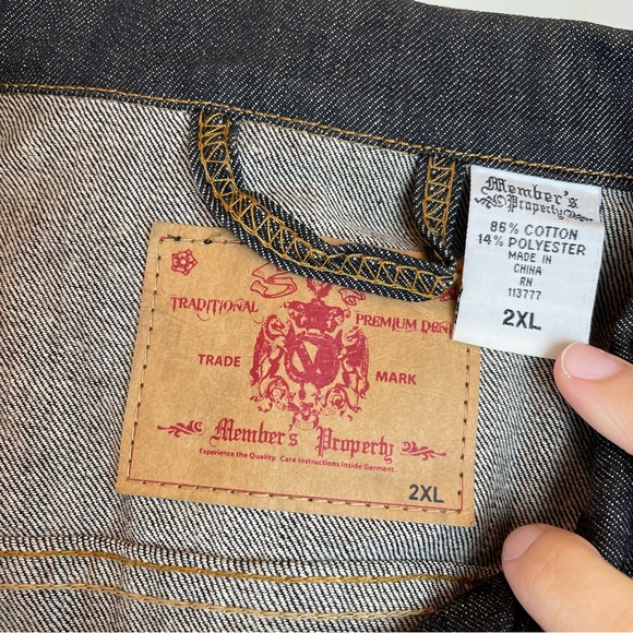 Member's Property Dark Denim Button Front Jean Jacket Men Size 2XL Casual - Picture 2 of 6